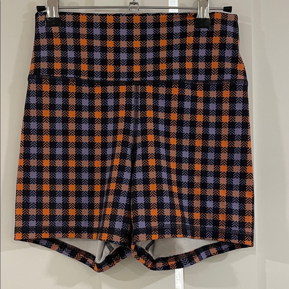 Fleo Orange and Black Plaid Bike Shorts
